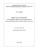 Thông tin về chủ quyền, an ninh biên giới đất liền trên báo in (khảo sát báo biên phòng, dân tộc và phát triển, đại đoàn kết năm 2011) 