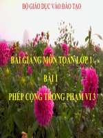 Bài giảng Toán 1 chương 2 bài 1: Phép cộng trong phạm vi 3