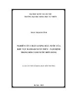 Nghiên cứu chất lượng đất, nước của khu vực ramsar xuân thuỷ   nam định trong bối cảnh nước biển dâng 