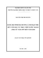 Đảng bộ tỉnh hải dương lãnh đạo thu hút vốn đầu tư trực tiếp nước ngoài ( FDI) từ năm 1997 đến năm 2010 