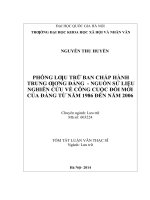 Phông lưu trữ ban chấp hành trung ương đảng   nguồn sử liệu nghiên cứu về công cuộc đổi mới của đảng từ năm 1986 đến năm 2006 