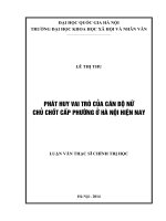 Phát huy vai trò của cán bộ nữ chủ chốt cấp phường ở hà nội hiện nay 