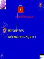 Bài giảng Toán 1 chương 2 bài 12: Phép trừ trong phạm vi 8