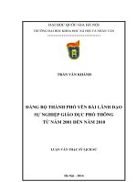 Đảng bộ thành phố yên bái lãnh đạo sự nghiệp giáo dục phổ thông tử năm 2001 đến năm 2010 