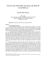 Vai trò của viện kiểm sát trong việc khởi tố vụ án hình sự 