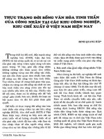 THỰC TRẠNG ĐỜI SỐNG VĂN HÓA TINH THẦN CỦA CÔNG NHÂN TẠI CÁC KHU CÔNG NGHIỆP , KHU CHẾ XUẤT CỦA VIỆT NAM HIỆN NAY