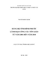 Đảng bộ tỉnh bình phước lãnh đạo công tác tôn giáo từ năm 2001 đến năm 2010 