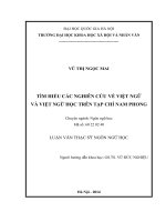 Tìm hiểu các nghiên cứu về việt ngữ và việt ngữ học trên tạp chí nam phong 