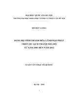 Đảng bộ tỉnh thanh hóa lãnh đạo phát triển du lịch thành nhà hồ từ năm 2001 đến năm 2012 