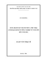 Đảng bộ huyện thanh thủy ( phú thọ) lãnh đạo phát triển kinh tế nông nghiệp từ năm 1999 đến năm 2013 