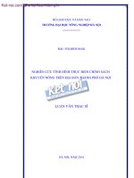 NGHIÊN CỨU TÌNH HÌNH THỰC HIỆN CHÍNH SÁCH KHUYẾN NÔNG TRÊN ĐỊA BÀN THÀNH PHỐ HÀ NỘI