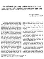 TÌM HIỂU MỐI QUAN HỆ CHÍNH TRỊ NGOẠI GIAO GIỮA VIỆT NAM VÀ MIANMA TỪ 1975