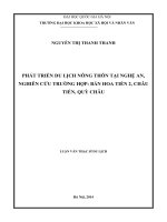 Phát triển du lịch nông thôn tại nghệ an, nghiên cứu trường hợp bản hoa tiên 2, châu tiến, quỳ châu 
