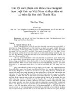 Các tội xâm phạm sức khỏe của con người theo luật hình sự việt nam và thực tiễn xét xử trên địa bàn tỉnh thanh hóa 