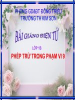 Bài giảng Toán 1 chương 2 bài 14: Phép trừ trong phạm vi 9
