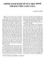 CHÍNH SÁCH KINH TẾ CỦA NHÀ MINH ĐỐI VỚI ĐẠI VIỆT (1407  1427)