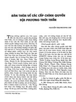 BÀN THÊM VỀ CÁC CẤP CHÍNH QUYỀN ĐỊA PHƯƠNG THỜI TRẦN