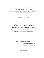 Thông tin tư vấn, chỉ dẫn trên tạp chí chuyên ngành (khảo sát ba tạp chí bảo hiểm xã hội, lao động xã hội và bảo hộ lao động từ năm 2010 đến 2013) 