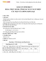 Giáo án Sinh học 9 bài Thực hành Tính xác suất xuất hiện các mặt của đồng kim loại