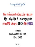 Tìm hiểu Ảnh hưởng của việc xây đập Thủy điện ở Thượng nguồn sông Mê kông và BĐKH đến đồng bằng sông cửu long