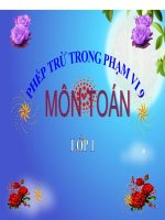 Bài giảng Toán 1 chương 2 bài 14: Phép trừ trong phạm vi 9