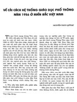CẢI CÁCH VỀ HỆ THỐNG GIÁO DỤC PHỔ THÔNG 1956 Ở MIỀN BẮC VIỆT NAM