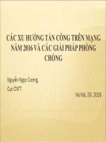 CÁC XU HƯỚNG TẤN CÔNG TRÊN MẠNG NĂM 2016 VÀ CÁC GIẢI PHÁP PHÒNG CHỐNG