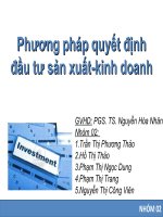 Thuyết trình môn tài chính công ty phương pháp quyết định đầu tư sản xuất kinh doanh 