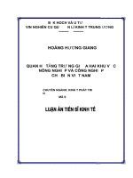 Quan hệ tăng trưởng giữa hai khu vực nông nghiệp và công nghiệp chế biến việt nam 