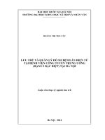 Lưu trữ và quản lý hồ sơ bệnh án điện tử tại bệnh viện công tuyến trung ương ( hạng đặc biệt ) tại hà nội 
