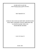 Đánh giá việc giảng dạy kiến thức chuyên ngành bằng tiếng anh trong chương trình tiên tiến tại trường đại học nông lâm thành phố hồ chí minh 