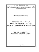 Tổ chức và hoạt động tại trung tâm thông tin   thư viện học viện y dược học cổ truyền việt nam 