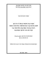 Quản lý hoạt động dạy học theo chương trình đào tạo bằng kép tại trường đại học ngoại ngữ, đại học quốc gia hà nội 