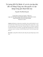 Tư tưởng hồ chí minh về vai trò của đạo đức đối với đảng cộng sản cầm quyền và vận dụng trong giai đoạn hiện nay 