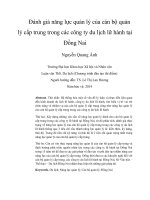 Đánh giá năng lực quản lý của cán bộ quản lý cấp trung trong các công ty du lịch lữ hành tại đồng nai 