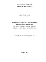 Phát triển năng lực vận dụng kiến thức thông qua dạy học chương  dẫn xuất halogen   ancol  phenol hóa học lớp 11 trung học phổ thông 