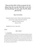 Tham gia bảo hiểm xã hội tự nguyện của lao động trong khu vực phi chính thức cư trú trên địa bàn phường tứ liên, quận tây hồ, thành phố hà nội 