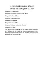 8 Chuyên đề hóa học hữu cơ luyện thi THPT quốc gia 2017 (Tài liệu nội bộ)