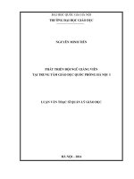 Phát triển đội ngũ giảng viên tại trung tâm giáo dục quốc phòng hà nội i 