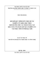 Đổi mới quy trình xét chọn đề tài nghiên cứu khoa học theo định hướng nhu cầu nhằm nâng cao khả năng ứng dụng kết quả nghiên cứu vào thực hiện ở tỉnh bạc liêu 