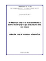 Mô tả thực trạng và một số yếu tố liên quan đến quản lý chất thải rắn y tế tại một số bệnh viện đa khoa tỉnh quảng ninh, năm 2013 