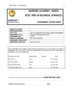 Management Accounting: Costing and Budgeting Assigment 2