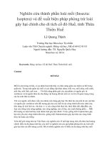 Nghiên cứu thành phần loài mối (insectaisoptera) và đề xuất biện pháp phòng trừ loài gây hại chính cho di tích cố đô huế, tỉnh thừa thiên huế 