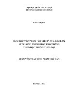 Dạy học tác phẩm vợ nhặt của kim lân ở trường trung học phổ thông theo đặc trưng thể loại 