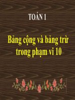 Bài giảng Toán 1 chương 2 bài 17: Bảng cộng và bảng trừ trong phạm vi 10