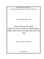 Đảng lãnh đạo liên minh chiến đấu việt nam với lào trong kháng chiến chống thực dân pháp xâm lược (1945   1954)