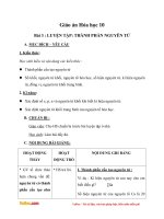 Giáo án Hóa học 10 bài 3: Luyện tập: Thành phần nguyên tử