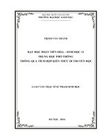 Dạy học phần tiến hóa (sinh học 12 – THPT) thông qua tích hợp kiến thức di truyền học 