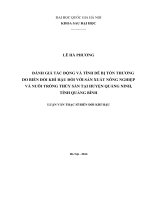 Đánh giá tác động và tính dễ bị tổn thương đối với sản xuất nông nghiệp và nuôi trồng thủy sản tại huyện quảng ninh, tỉnh quảng bình 