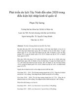 Phát triển du lịch tây ninh đến năm 2020 trong điều kiện hội nhập kinh tế quốc tế 